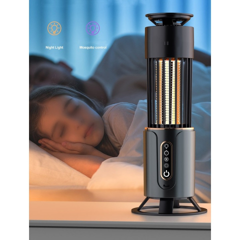 Lampă electrică anti-insecte USB, acumulator 1200 mAh, captare țânțari și iluminare, 3 moduri timer, compactă și silențioasă, gri [3]