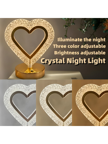 Lampă LED tactilă model inimă cristal, cu 3 moduri de iluminare și intensitate reglabilă, baterie 800 mAh, încărcare USB, finisaj plastic metalic [1]