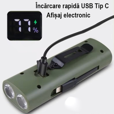 Lanternă LED Reîncărcabilă USB, 6 Moduri de Iluminare, Baterie 4000 mAh, Funcție Power Bank, Bază Magnetică, Portabilă pentru Camping, Casă și Atelier [2]
