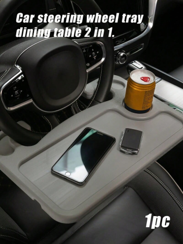 Masă auto portabilă 42×28 cm, suport pentru băuturi și alimente, multifuncțională, design compact, perfectă pentru drumuri [1]