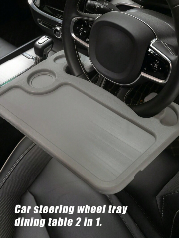 Masă auto portabilă 42×28 cm, suport pentru băuturi și alimente, multifuncțională, design compact, perfectă pentru drumuri [2]