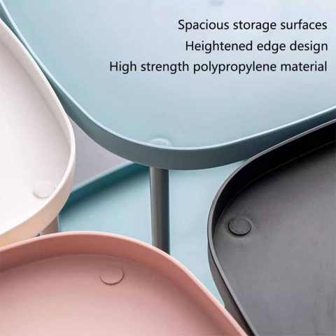 Masă Laterală cu 3 Niveluri și Roți, Masă de Cafea cu Raft Deschis pentru Depozitare, Design Minimalist și Funcțional, Structură Stabilă, Culoare Negru [3]