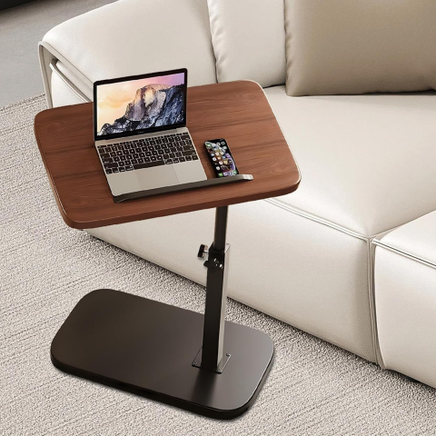 Masă tip C pentru laptop, reglabilă 45-80 cm, rotire 360°, blat pliabil 28×38 cm, structură metalică, potrivită pentru canapea și spații compacte [0]