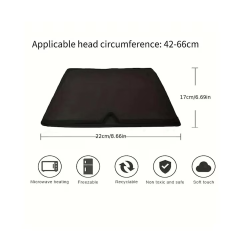 Mască gel pentru migrene, compresă caldă și rece, efect relaxant pentru dureri de cap, mărime universală, design confortabil, negru [2]