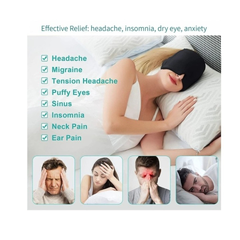 Mască gel pentru migrene, compresă caldă și rece, efect relaxant pentru dureri de cap, mărime universală, design confortabil, negru [9]