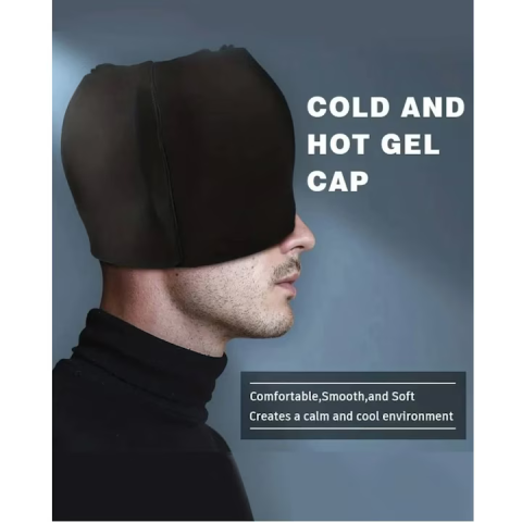 Mască gel pentru migrene, compresă caldă și rece, efect relaxant pentru dureri de cap, mărime universală, design confortabil, negru [3]
