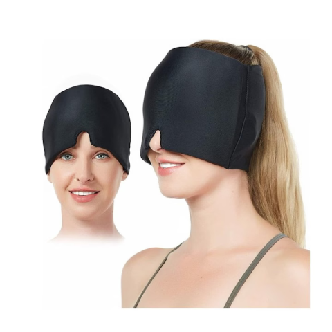 Produse medicale - Mască gel pentru migrene, compresă caldă și rece, efect relaxant pentru dureri de cap, mărime universală, design confortabil, negru