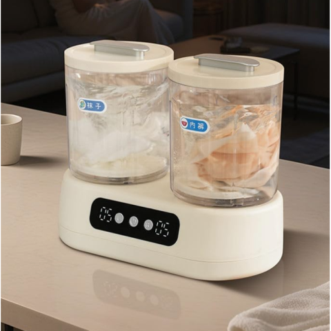 Mașină de spălat portabilă mini, cu 2 compartimente, ideală pentru șosete și lenjerie, consum redus, funcționare silențioasă, plastic, alb [0]