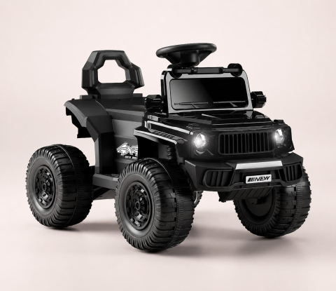 Motociclete si masini electrice copii - Mașină electrică Off-Road pentru copii, acumulator reîncărcabil 6V, dimensiuni 89 x 81 x 55 cm, 4 roți rezistente, construcție din plastic durabil, negru