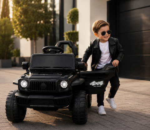 Mașină electrică Off-Road pentru copii, acumulator reîncărcabil 6V, dimensiuni 89 x 81 x 55 cm, 4 roți rezistente, construcție din plastic durabil, negru [5]