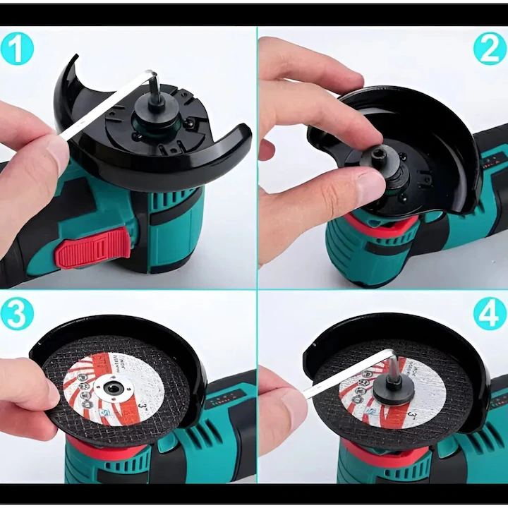 Mini polizor unghiular portabil 48V 2Ah, 19.500 RPM, 5 discuri de tăiere incluse, 2 acumulatori [7]