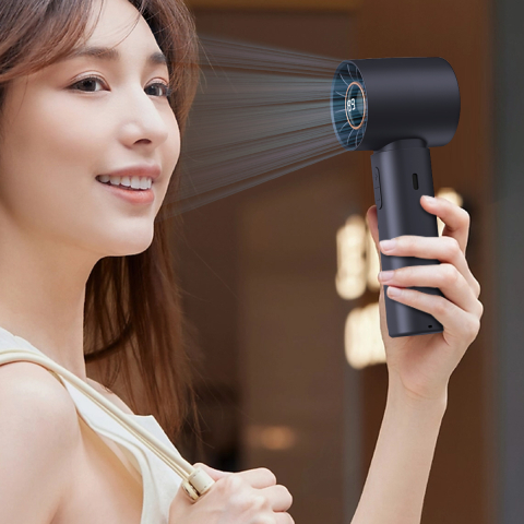 Mini ventilator portabil cu baterie 1200 mAh, display LCD, reglare viteză, flux de aer direcționat, design compact [5]