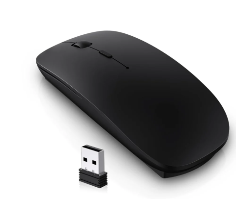 Accesorii Calculator - Mouse fără fir, 10 x 6 cm, funcționare silențioasă, ideal pentru laptop, desktop și MacBook Air, negru