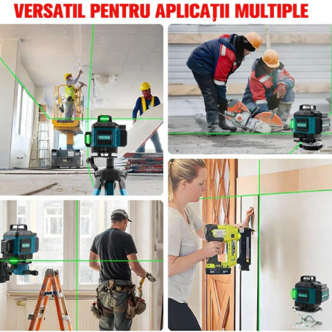 Nivelă Laser 4D Profesională, 16 Linii Verzi 360°, Autonivelare Automată, Trepied Reglabil și Bază Rotativă 360°, Telecomandă, 2 Baterii Incluse, Suport Magnetic, Ochelari și Valiză [11]