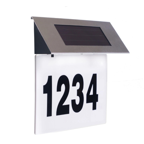 Număr de Casă Solar cu Iluminare LED - 4 LED-uri, Senzor de Lumină, Carcasă din Oțel Inoxidabil, Impermeabil, 19 × 18,5 × 5 cm, cu Set Cifre și Litere [8]