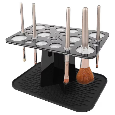 Organizator pensule machiaj cu 28 de sloturi, design pliabil rectangular, din plastic mat, compact și ușor de utilizat [4]