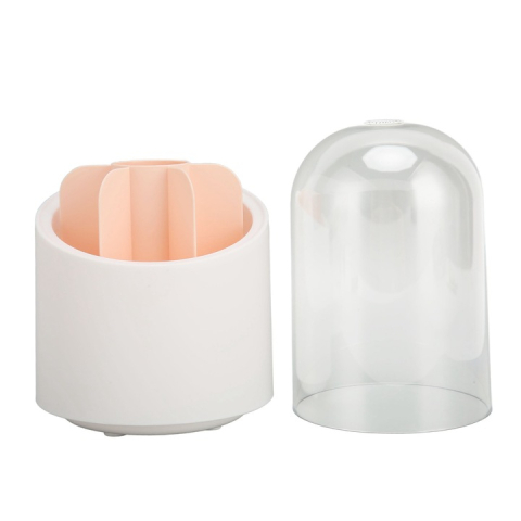 Organizator pensule machiaj cu rotație 360°, capac de protecție inclus, design dublu înalt/jos, material PP/PET durabil, alb [2]