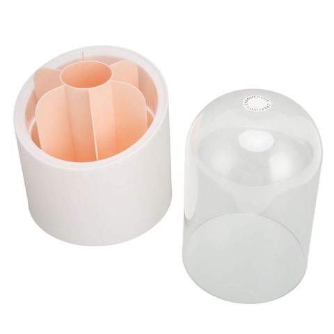 Organizator pensule machiaj cu rotație 360°, capac de protecție inclus, design dublu înalt/jos, material PP/PET durabil, alb [4]