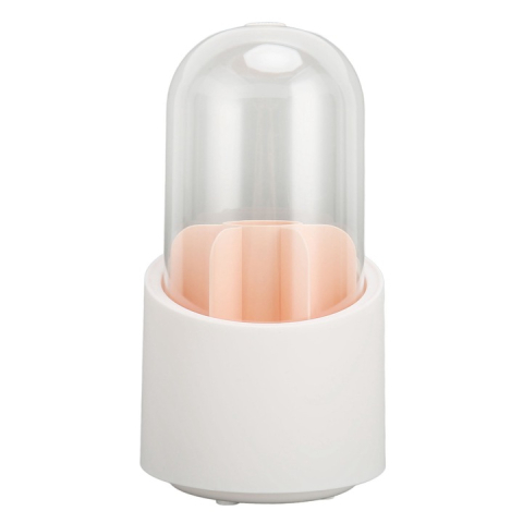 Organizator pensule machiaj cu rotație 360°, capac de protecție inclus, design dublu înalt/jos, material PP/PET durabil, alb [6]