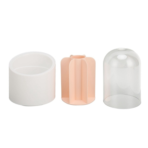 Organizator pensule machiaj cu rotație 360°, capac de protecție inclus, design dublu înalt/jos, material PP/PET durabil, alb [5]