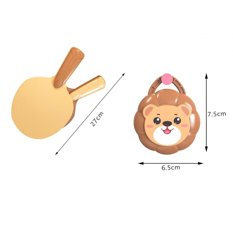 Palete tenis copii cu design broască și leu, set portabil pentru activități indoor, material ecologic, dimensiuni 7×7×13 cm [4]