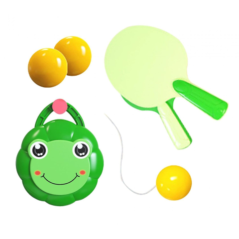 Palete tenis copii cu design broască și leu, set portabil pentru activități indoor, material ecologic, dimensiuni 7×7×13 cm [1]