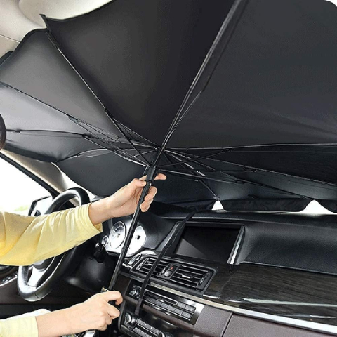 Parasolar auto tip umbrelă pentru parbriz, pliabil, protecție UV și anti-căldură, deschidere rapidă, universal, cu husă depozitare [3]