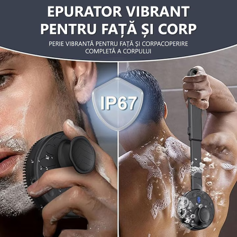 Perie de corp electrică pentru duș, 2 în 1, rezistentă la apă, curățare și masaj, mâner detașabil 16.9 inch, 2 viteze și 4 moduri vibrație, USB [9]