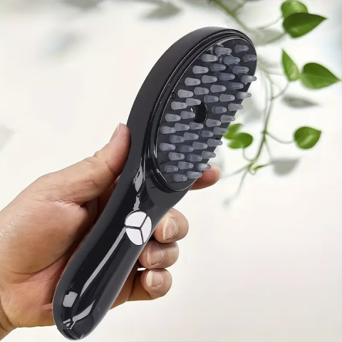 Perie electrică pentru scalp 4 în 1, masaj terapeutic, stimulează creșterea părului și reduce mătreața, lumină LED roșie/albastră, vibrații, rezervor ulei, USB [6]