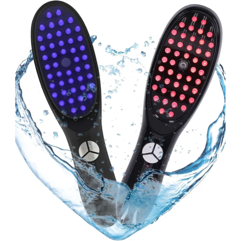 Perie electrică pentru scalp 4 în 1, masaj terapeutic, stimulează creșterea părului și reduce mătreața, lumină LED roșie/albastră, vibrații, rezervor ulei, USB [5]