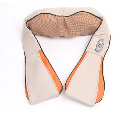 Produse medicale - Pernă masaj cervical tip guler, 24W, cu funcție de încălzire și role rotative, oprire automată 10 min, infraroșu 65°C, crem