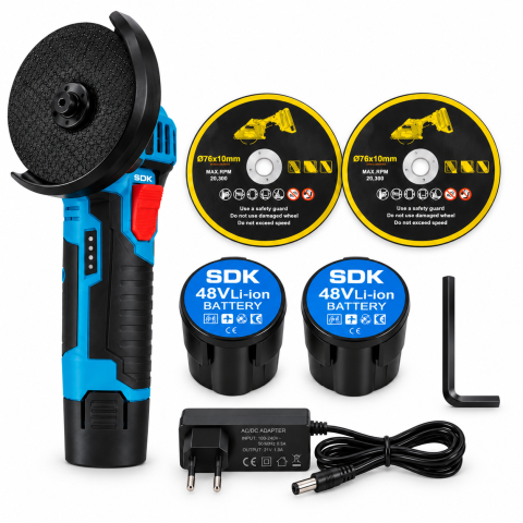 Scule Electrice si Unelte - Polizor unghiular electric de 3 inch cu 2  Acumulatori de 48V, compact și portabil, cu 2 discuri de polizare incluse