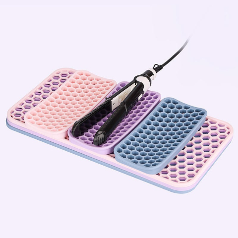 Aparate & Accesorii ingrijire personala - Protecție termică pentru placă de păr, din silicon, design rectangular flexibil, rezistentă la căldură, stil modern
