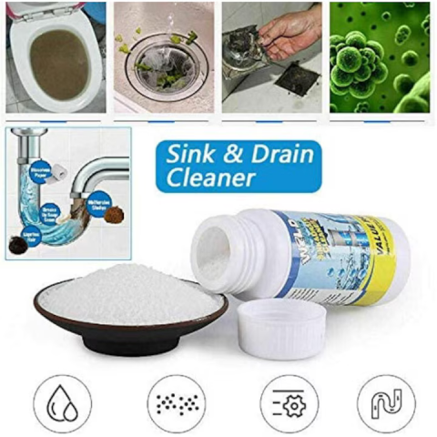 Pulbere 100 g pentru desfundat scurgeri, formulă anticorozivă sigură pentru fosă septică, acțiune instant pentru chiuvete și țevi [3]