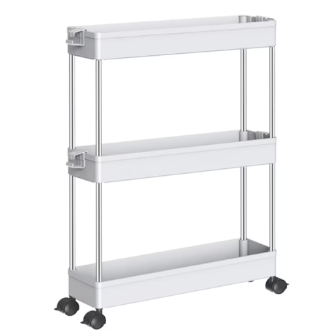 Raft mobil cu 3 polițe și roți, realizat din metal și plastic, design compact cu aerisire, alb [1]