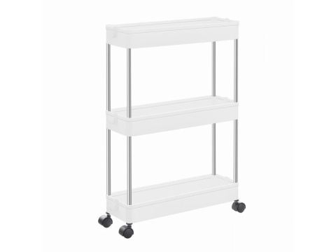 Raft mobil cu 3 polițe și roți, realizat din metal și plastic, design compact cu aerisire, alb [8]