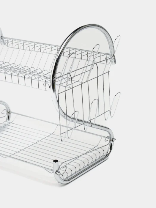 Scurgător de vase din oțel inoxidabil, strat dublu, cu tavă din plastic pentru scurgerea apei, dimensiuni mari 40,5 × 24 × 39 cm [1]