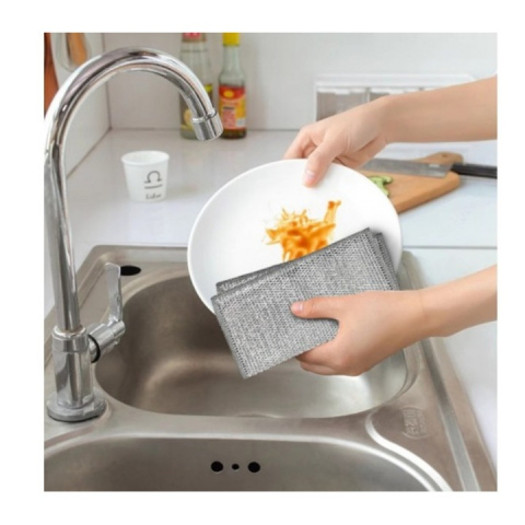 Set 10 lavete din microfibră metalică 20×20 cm, anti-zgârieturi, durabile și reutilizabile, ideale pentru curățare bucătărie [3]