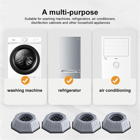 Set 4 suporturi anti-vibrații pentru mașină de spălat, din cauciuc rezistent, design fagure antiderapant, reduc zgomotul și protejează pardoseala [5]