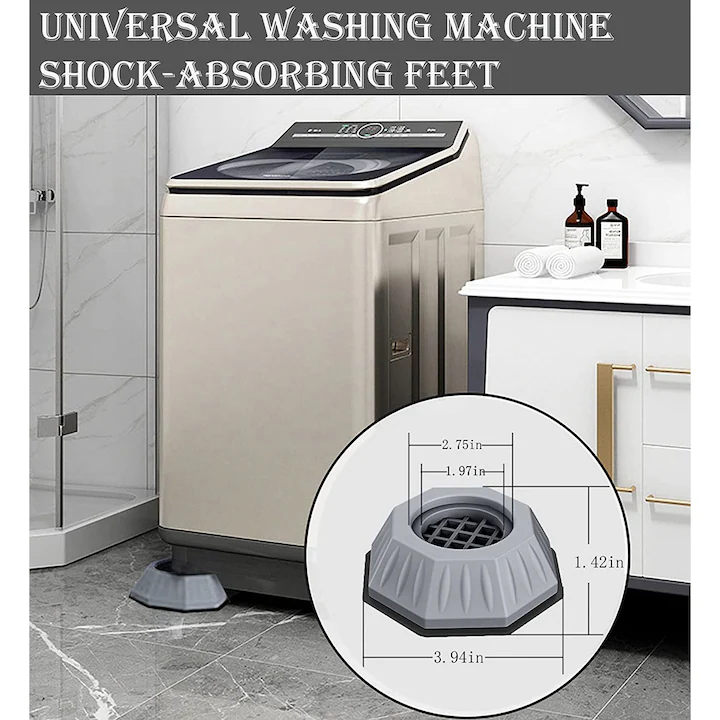 Set 4 suporturi anti-vibrații pentru mașină de spălat, din cauciuc rezistent, design fagure antiderapant, reduc zgomotul și protejează pardoseala [3]