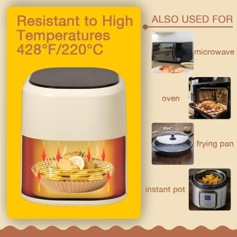 Set 50 Bucăți Hârtie de Copt 16,5 cm, Rezistentă la Apă și Ulei, Compatibilă cu Air Fryer, Cuptor și Tigaie, Ideală pentru Gătire Curată și Fără Lipire [7]