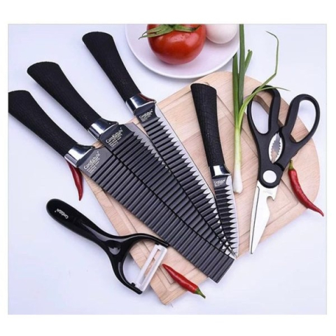 Set 6 Piese de Bucătărie - 4 Cuțite Premium, Decojitor de Legume și Foarfecă Multifuncțională, Lame din Oțel Inoxidabil, Design Ergonomic [4]