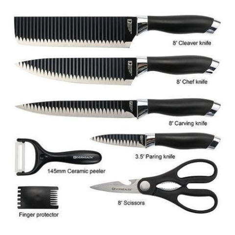 Set 6 Piese de Bucătărie - 4 Cuțite Premium, Decojitor de Legume și Foarfecă Multifuncțională, Lame din Oțel Inoxidabil, Design Ergonomic [2]