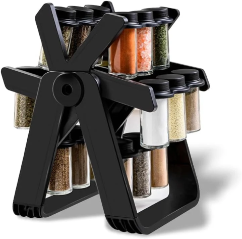 Set Rotativ Condimente 18 Borcane din Sticlă, Organizator 360° pentru Bucătărie, Acces Rapid și Depozitare Eficientă, Design Elegant și Funcțional, Ideal pentru Acasă [5]