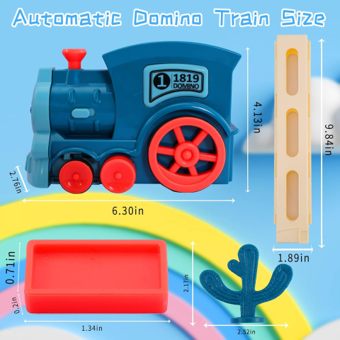 Set Tren Domino Automat pentru Copii 3+ Ani - Plasare Automată, Blocuri ABS Multicolore, Lumini și Sunete, Joc Educativ Interactiv [3]