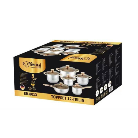 Set Vase de Gătit din 12 Piese din Oțel Inoxidabil, Fără Nichel, Netoxic, cu Structură în 5 Straturi, Oale, Cratiță și Tigaie, Compatibil cu Plite pe Gaz, Inducție și Toate Tipurile de Aragaz [7]