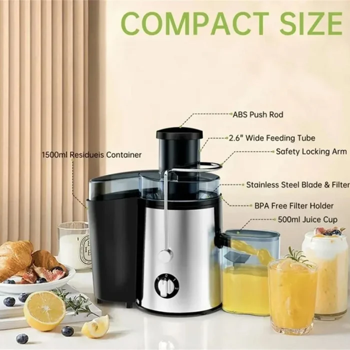 Storcător de fructe și legume electric 1.5L, putere 1400W, 2 trepte de viteză, lame inox, ușor de curățat [5]