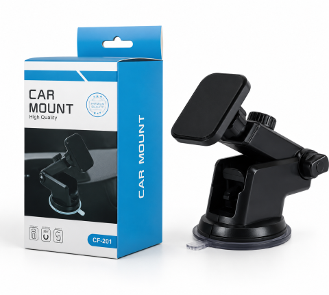Accesorii Auto - Suport Auto Magnetic Universal pentru Telefon, Fixare cu Ventuză Puternică pentru Parbriz sau Bord, Rotire 360°, Compatibil cu iPhone, Samsung, Xiaomi, Huawei și Alte Smartphone-uri, Negru