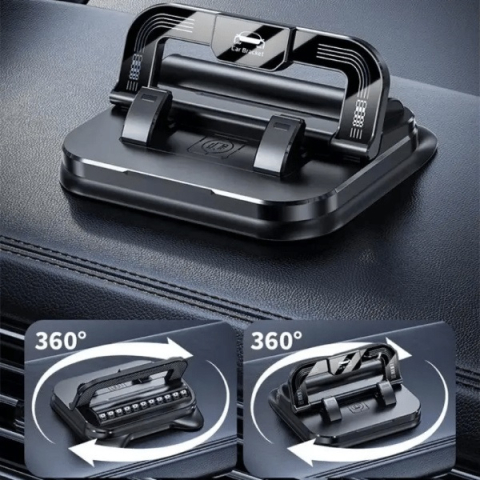 Suport Auto Universal pentru Telefon, Rotire 360°, Bază cu Nano Gel Adeziv, Compatibil cu iPhone și Android, Plastic Rezistent și Durabil, Rezistent la Apă și Pete, Se Îndepărtează Fără Urme [6]