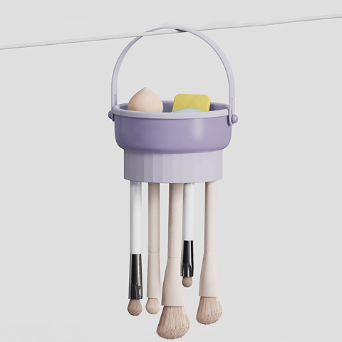 Aparate & Accesorii ingrijire personala - Suport profesional pentru curățare pensule machiaj 3 în 1, spălare, uscare și depozitare, design portabil, material TPR și PP rezistent